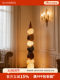 Zen-Inspired Stone Floor Lamp, Vintage Living Room Tv Cabinet Side Lamp, Light Luxury Minimalist Led American-Style Coffee Shop Floor Lamp