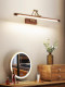 Minimalist Nordic Style Extendable Folding Vanity Mirror Light with a Vintage Walnut Wood Grain Design for Bathroom Cabinets