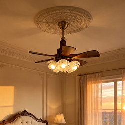 French-Style Restaurant Chandelier with Flower-Shaped Lampshade, Vintage-Style Living Room Chandelier, Bedroom Fan Light, Creative Decorative Lighting Fixtures