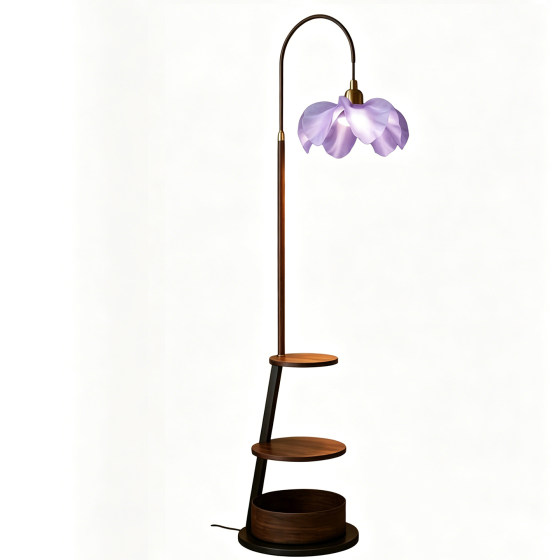French-Style Bedroom Floor Lamp, Living Room Integrated Decorative Lighting Fixture, Fashionable Petal Lampshade, Led Standing Ambient Light