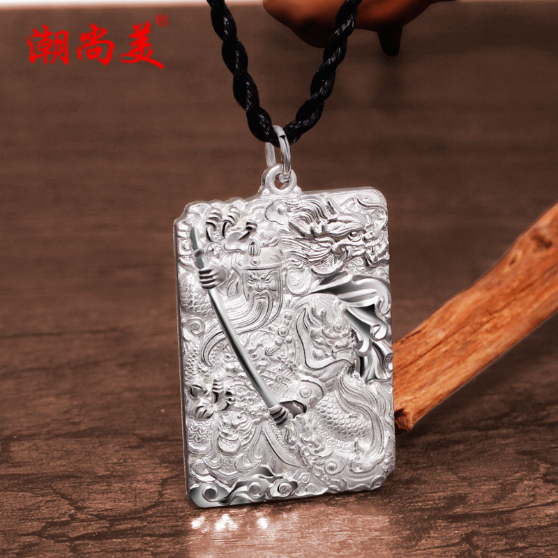 Damp Beauty Foot Silver Guan Pendant Male Style Bully Pure Silver Pendant Tide Man Personality Retro Pendant Single