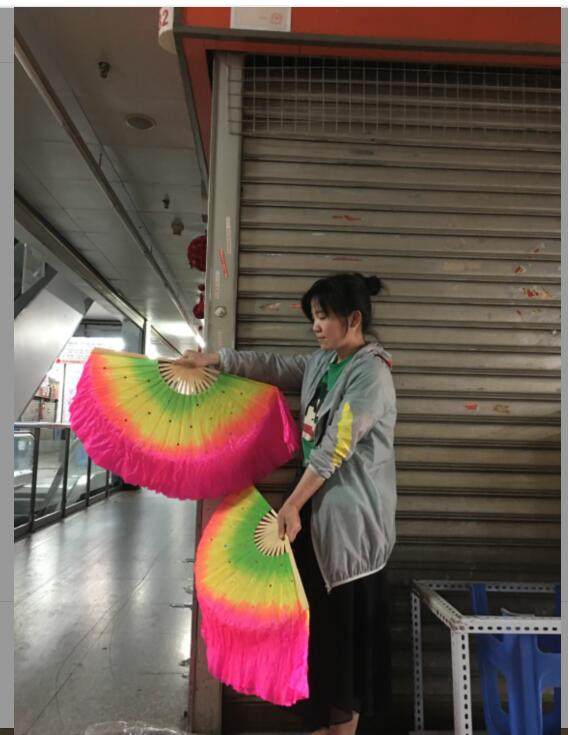 Adult Square Dance with dance Dancing fan Performance Sprain Song Fan China Wind Two-sided Pair of Left Hand lengthened