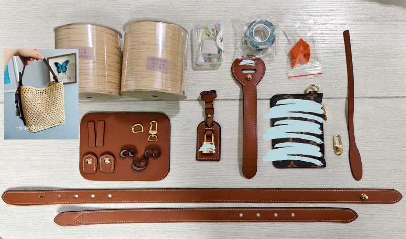 Bucket Bag Material Kit DIY Handmade Gift Raffia Bag Handmade Crossbody Bag with Woven Threads Bucket Bag Material Kit DIY Handmade Gift Raffia Bag Handmade Crossbody Bag with Woven Threads
