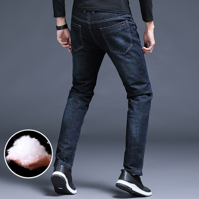 Outdoor denim down pants men's outer wear liner detachable slim straight tube thickened high waist men's down cotton pants winter