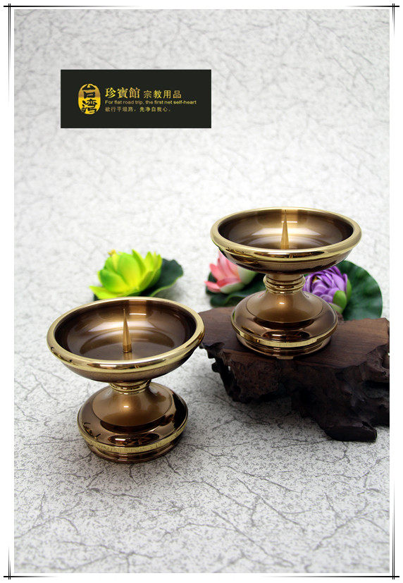 For the Buddha Hall Supplies Candle Holders Candle Holders CRISP OIL TABLE WAX SIGN PURE COPPER CANDLESTICK ten thousand JADE HALL BRONZE WARE