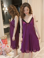 Dễ thương phần mỏng quyến rũ không tay đồ ngủ ren dây đeo gợi cảm váy ngủ phiên bản Hàn Quốc của băng lụa nữ mùa hè ngắn tay dịch vụ nhà - Đêm đầm đầm thiết kế đẹp