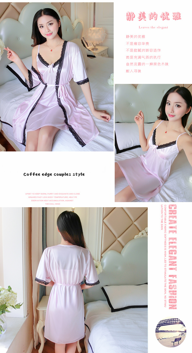 Cám dỗ ngắn- tay áo mỏng phần nightdress mùa hè phụ nữ hai mảnh phù hợp với dây đeo đồ ngủ sexy váy mùa hè nhà dịch vụ