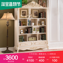 European style bookcase Bookshelf Adult solid wood white locker Luxury residential furniture Single bookcase free combination