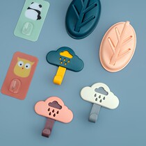 Free Punch Door Rear Bathroom Sticky Hook Kitchen Creative Cute Hook Hook Powerful Viscose Glue Wall Wall-mounted No Mark