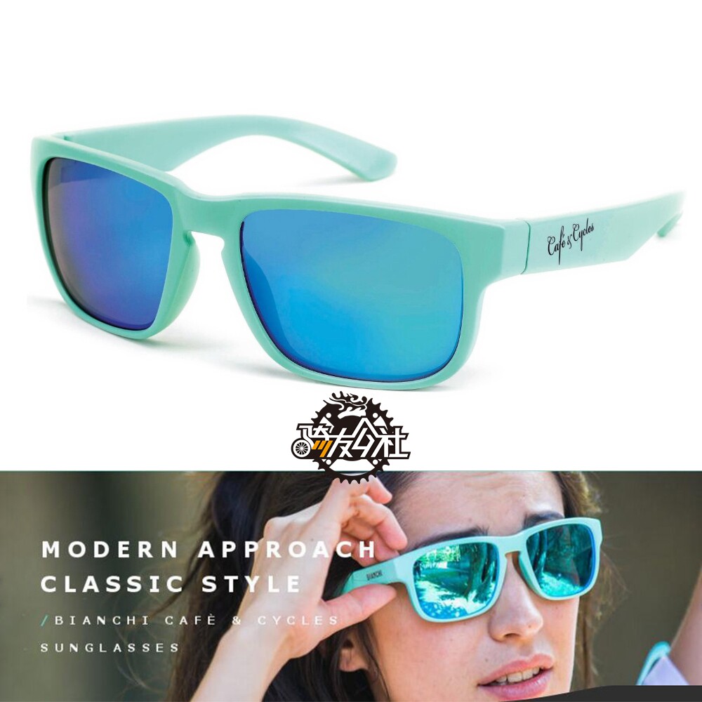 Italian BIANCHI Bianchi European and American square riding driving sunglasses sunglasses goggles azure green