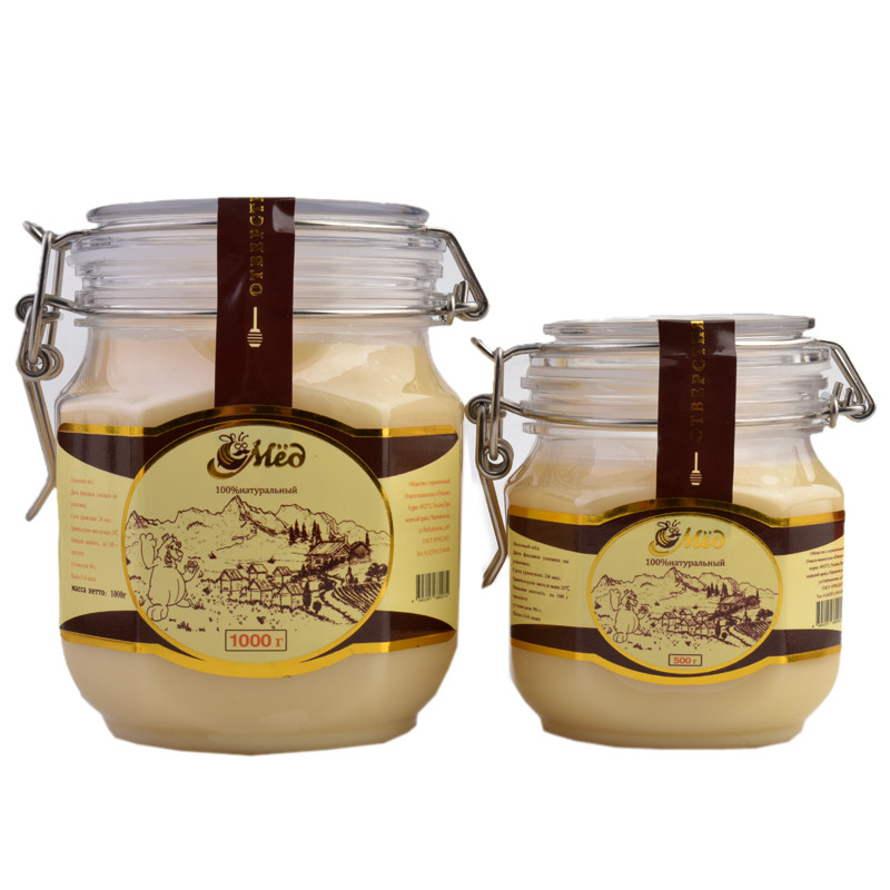 Import Russian Buckle Bottle Linden Tree Honey Crystal Honey Natural Nourishment Traditional Nourishing Food New Year Delivery Gift