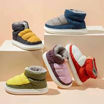 Down cotton shoes plus suede thickened winter warm slippers bag heel high helps out wearing home shoes Coloured men and women