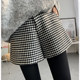 Bottoming woolen shorts 2023 new women's spring, autumn and winter high-waisted A-line wide-leg pants for outer wear tartan boot pants