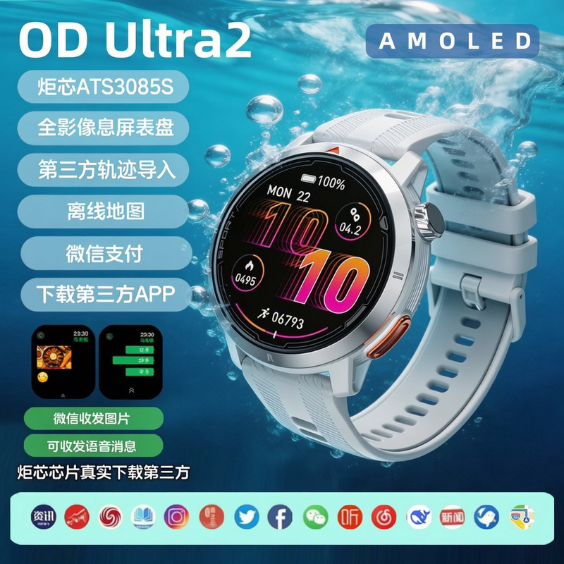 Odultra2 Smart Watch with Beidou Gps, Offline Maps, Swimming and Running App Download, Compass