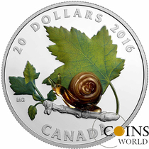 Replenishment ] Canada 2016 Venice glass inlaid small animal series silver coins 1 ] snail