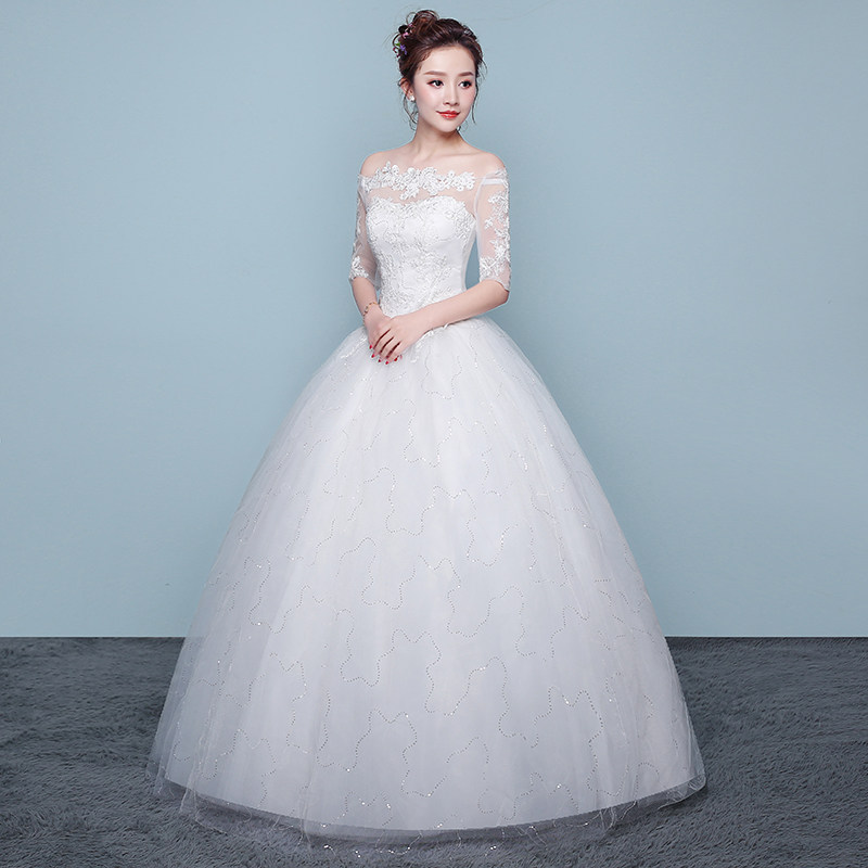 Свадьба 2024 новый темперамент невеста свадьба юбка простой маленький рост выйти замуж корейский ровная земля слово плечо тонкий 