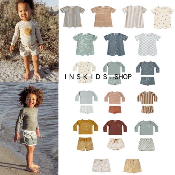 INS explosion new product boys long -sleeved sunscreen connecting swimsuit Children's swimming trunks Baby split dry swimwear
