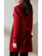 Red double-sided cashmere coat women's 2022 new autumn and winter tie-up thick woolen commuter coat loose Korean style