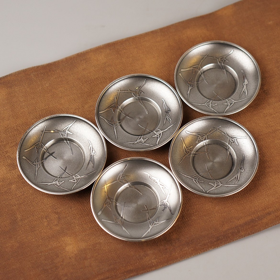 未使用美品 鍛栄 造 最上純錫 本錫 錫 茶器揃 五