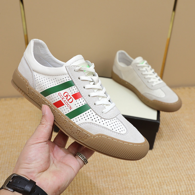 2022 Head Layer Bull Leather Men Casual 100 Hitch Shoes Breathable White Men's Board Shoes Europe Station Korean Edition Summer Men's Shoes