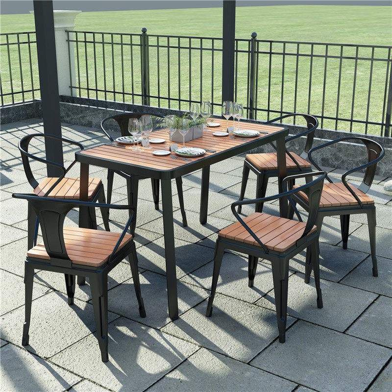 Outdoor table and chair combination outdoor wrought iron small square table balcony courtyard villa garden outdoor waterproof leisure four-piece set