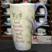 Export foreign trade oversized Latte cup Latte milk special painted large Mark coffee cup butterfly lavender