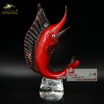 Wonderful glazed glaze ornaments front ornaments bookcase ornaments glazed gifts transparent red glass swordfish