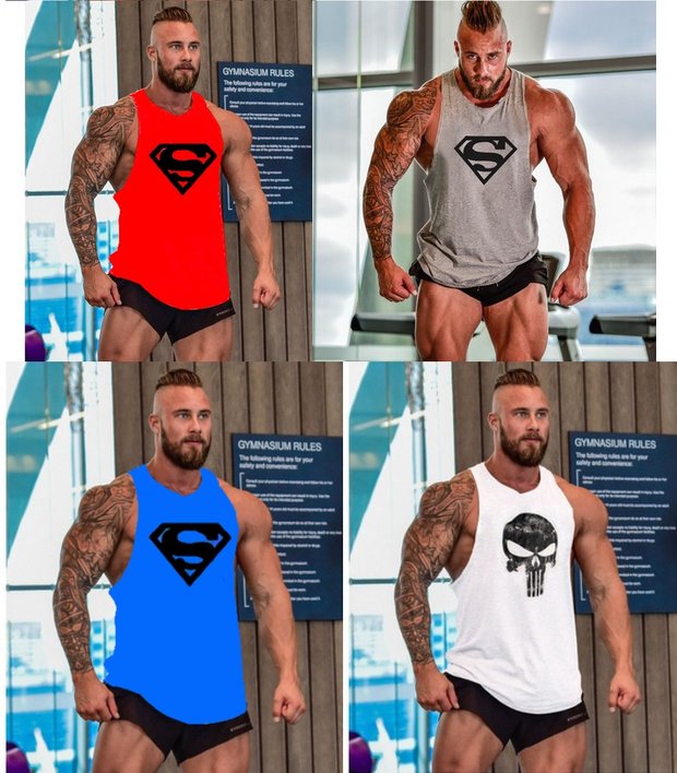 Áo tập thể hình thể thao cotton hình chữ I thể thao vượt rào mồ hôi áo cotton lỏng chạy vest vai tròn cổ áo thun nam áo 3 lỗ