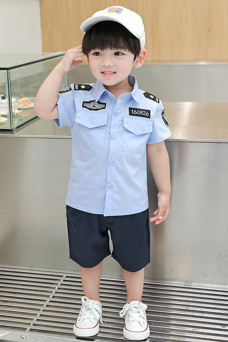 Children's police conserved boy's boy acting suit baby cosplay role-playing out of the summer uniform suit