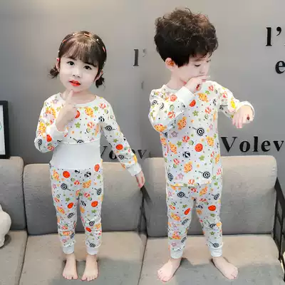 Children's cotton home clothing Belly Belly pajamas boys and girls siblings set baby siblings two-piece autumn and winter