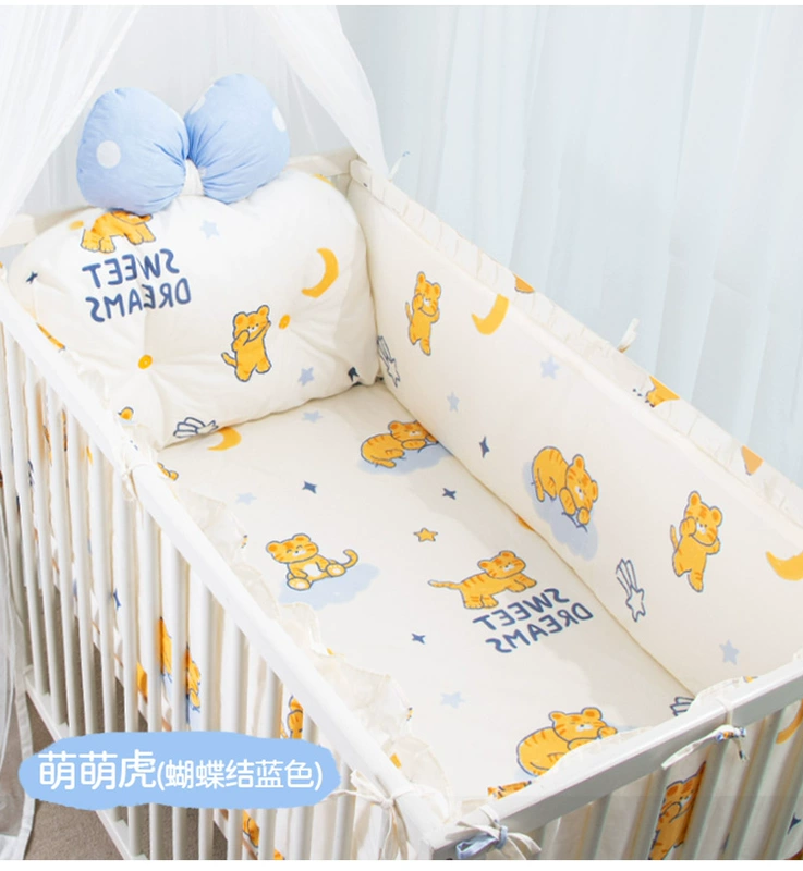 Hàng rào giường cũi gói mềm Lớp A ghép hàng rào giường bộ ba món cho bé sơ sinh lan can vải chống va chạm