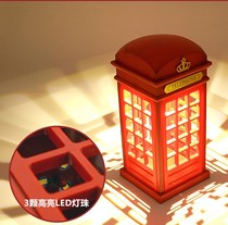 Retro phone booth LED touch touch adjust brightness Dormitory night light Bedroom Bedside Lamp Energy saving charging