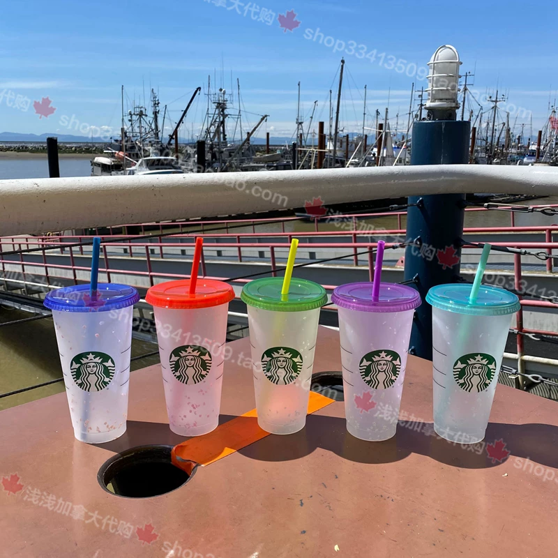Кружка Starbucks кофейная кружка цветная экологичная чашка радуга чашка радуга не содержит BPA холодная вода 709мл