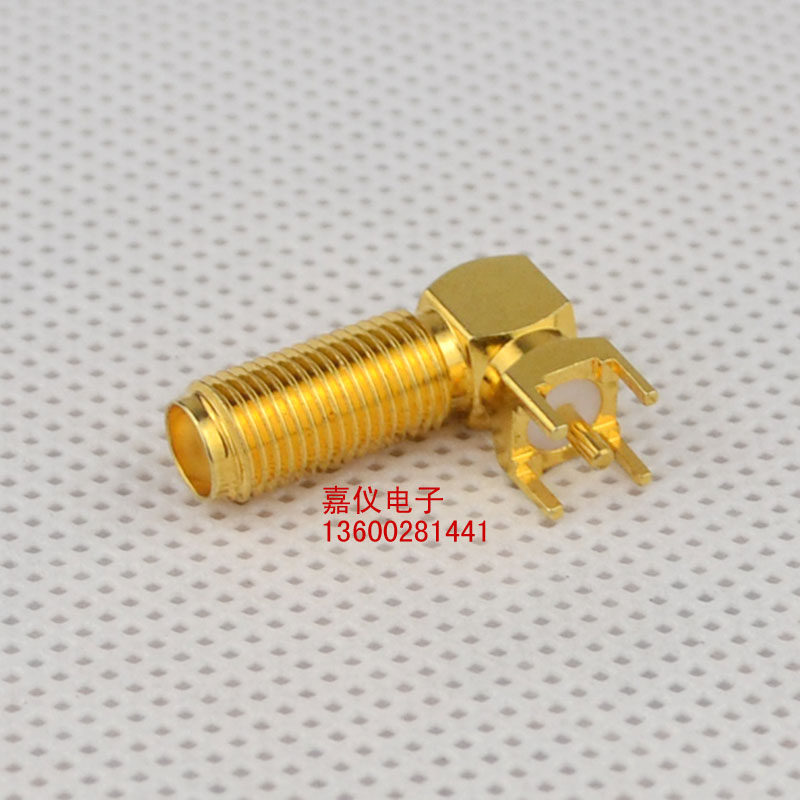 SMA-KWE RF coaxial connector 50 ohm copper gold-plated SMA female elbow welding plate joint total length 20MM