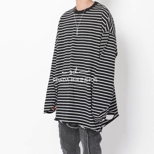 Покупать в южной корее 19SS Grunge Crow длина стороны Манжета T -Frish свитер, Others / Other 