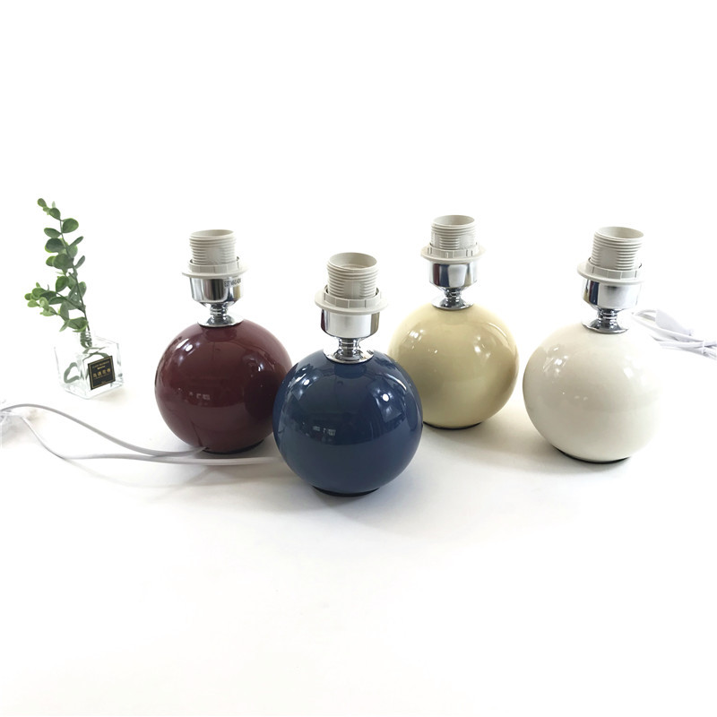 Korean Internet Celebrity ins Ceramic Spherical Small Table Lamp Base E27 Lamp Holder with Push-Button Switch Cord Pleated Table Lamp Accessories