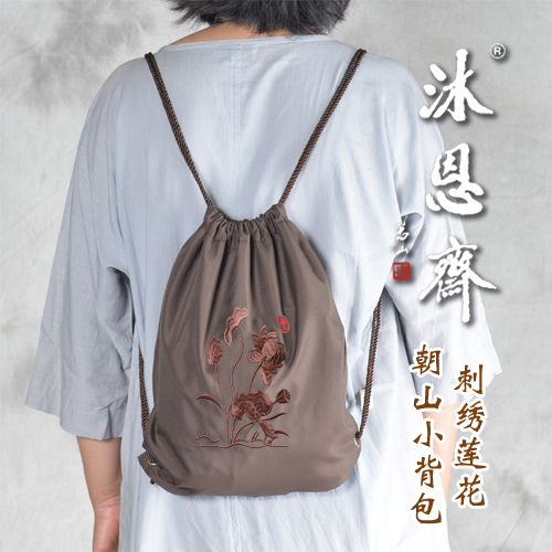 Backpack embroidered small backpack monks to the bag of the bag by the bag of the monk