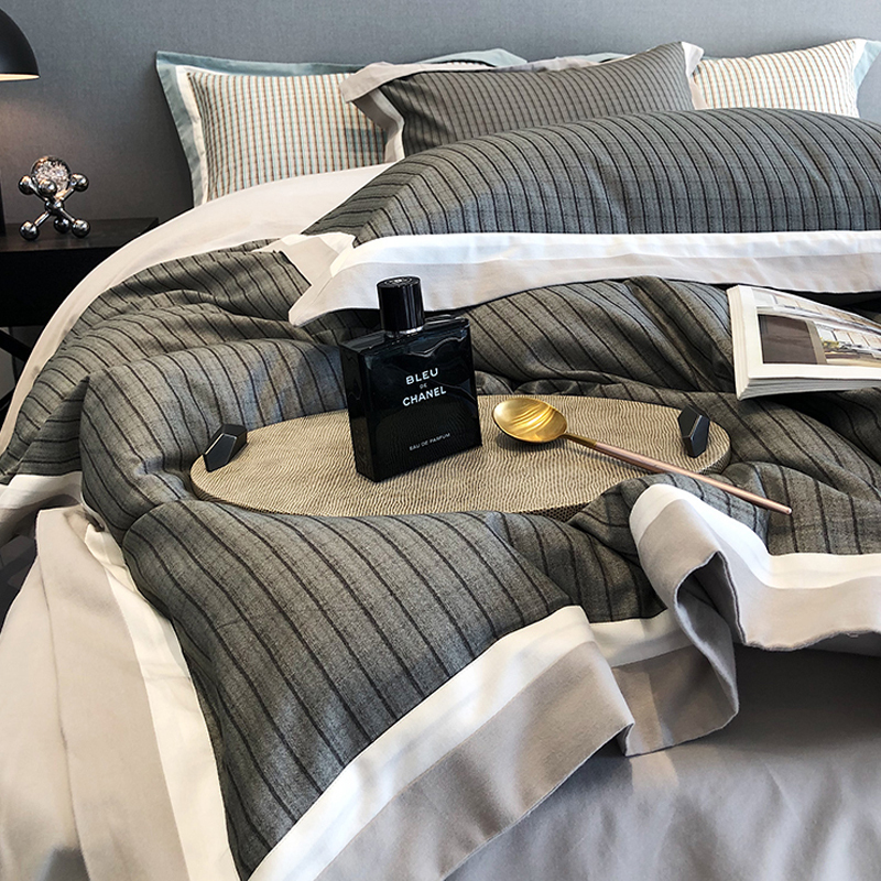 Light Luxury American Style 100-Count Brushed Four-Piece Set, Pure Cotton, High-End Long-Staple Cotton, Nordic Style Duvet Cover, Autumn and Winter Bed Sheet Light Luxury American Style 100-Count Brushed Four-Piece Set, Pure Cotton, High-End Long-Staple Cotton, Nordic Style Duvet Cover, Autumn and Winter Bed Sheet