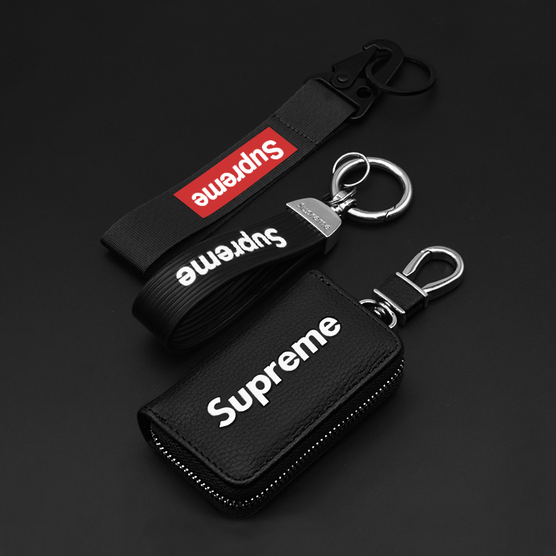 Ins net red car key chain tide brand men's simple car key zipper bag creative and fashionable personality key chain