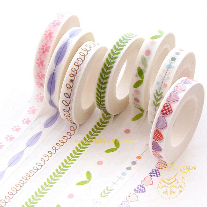New pint fine sub-cut line and paper color adhesive tape hand ledger This adhesive tape border decoration freshener narrow side adhesive tape stickers