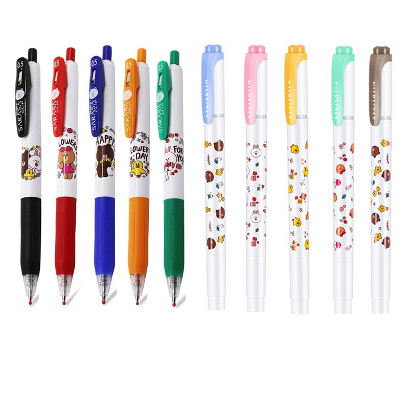 Japan ZEBRA Zebra Brown Bear Limited Linefrends Neutralink Pen FLUORESCENT pen SARASA by moving water-based pen
