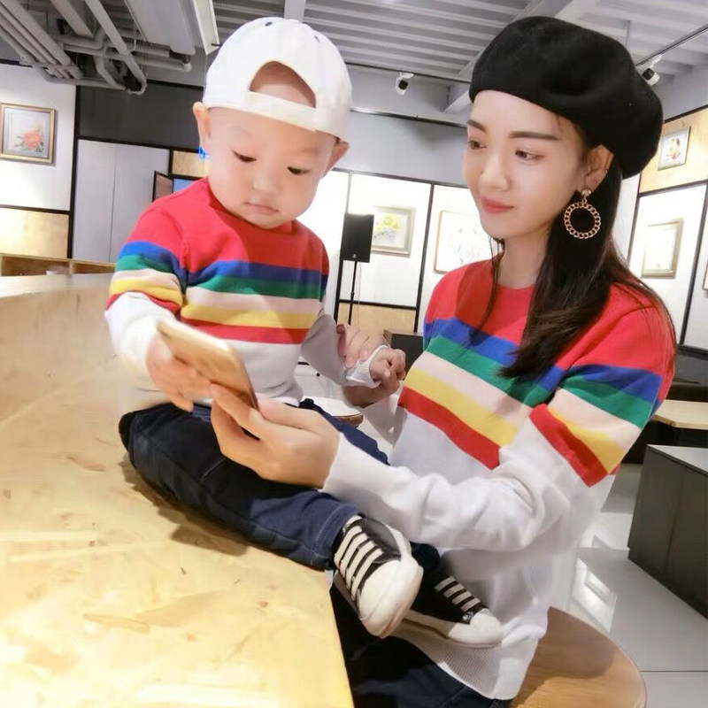 2019 Fall New Modern Fashion Delivers a Family and Child Sweater for Boys and Girls Family Three Mothers and Children's Mother and Child Clothes
