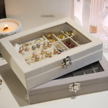 Large capacity jewelry box earrings transparent storage box