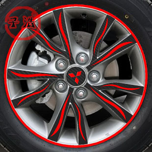 2013款三菱翼神碳纤维轮毂贴 刹车灯贴 前后标贴纸