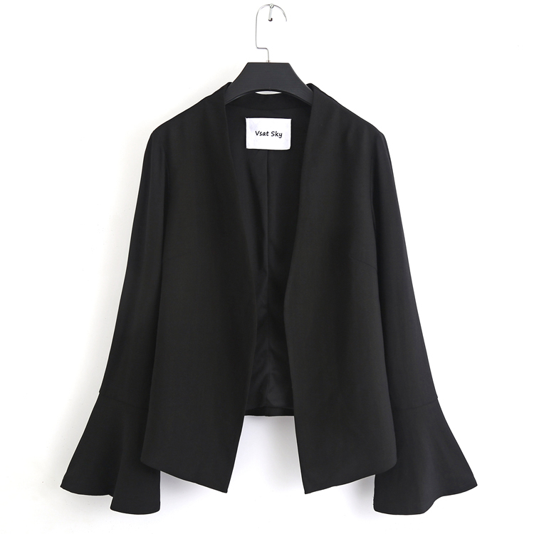Hoa Kỳ mặc một hương vị tốt! Tay áo Trumpet không khóa nhỏ phù hợp với nơi làm việc áo len cardigan nữ mỏng manh vest nữ hàn quốc