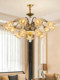 Retro All-Copper American-Style Living Room Chandelier Crystal Lamp Petal Lampshade New European-Style Light Luxury Villa Mid-Century Style Chandelier