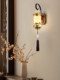 New Chinese-Style Wall Lamp, All Copper, Solid Wood, Natural Jade, Living Room Background Wall Lamp, Chinese Style Zen Bedside Lamp, High-End
