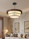 Song Dynasty Aesthetic Round Walnut Wood Painted Bamboo Leaf Landscape Style Living Room Chandelier Dining Room Bedroom Tea Room Private Room Lamp