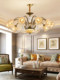 Retro All-Copper American-Style Living Room Chandelier Crystal Lamp Petal Lampshade New European-Style Light Luxury Villa Mid-Century Style Chandelier