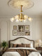French-Style Vintage Living Room All-Copper Chandelier with Glass Lampshade, Warm and Romantic Dining Room European-Style Duplex Chandelier
